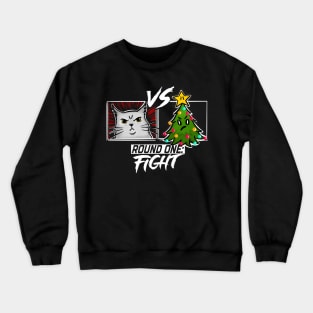 Funny Cat Christmas Tree Cat versus Christmas Tree Gift Cat Lovers Crewneck Sweatshirt